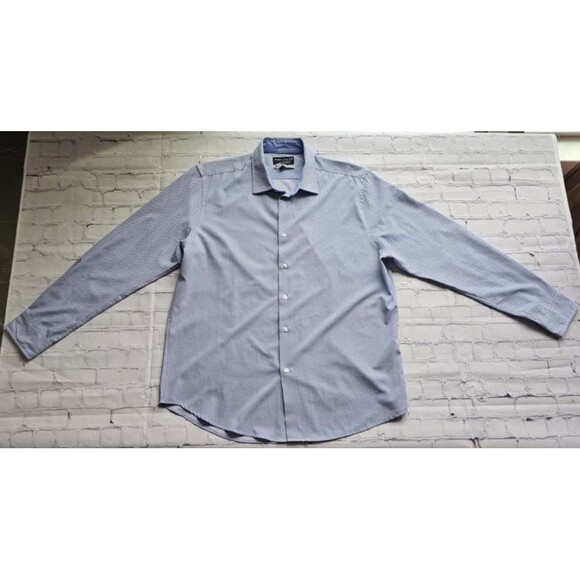 Report Collection X4 Performance Stretch Men’s Dress Shirt XL 17 34/35 Blue Geom - Picture 7 of 11